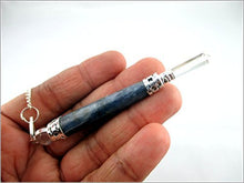 Load image into Gallery viewer, Jet Blue Kyanite Wand Pendulum Free Booklet Jet International Crystal Therapy Genuine Healing Reiki Chakra
