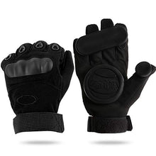 Load image into Gallery viewer, LOSENKA Skateboard Gloves with Sliders，Standard Longboard Downhill Slide Gloves Skate Gloves with 2 Set Slider Puck Set (Black)
