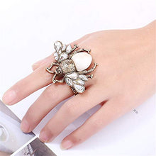 Load image into Gallery viewer, AILUOR Fashion Enamel Bumblebee Bee Rings, Vintage Alloy Pearl Crystal Rhinestone Natural Insect Bee Animal Rings Jewelry Women Girl (White)
