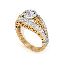 Load image into Gallery viewer, Women 3/4 CT Certified Diamond Cluster Engagement Ring, Classic Gold Engraved Filigree Partywear Bridal Rings, HI-SI Diamond Wedding Split Shank Rings, 10K White Gold, Size:US 3.0
