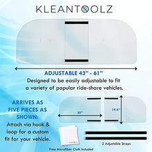 Load image into Gallery viewer, Kleantoolz Adjustable Plexiglass Car Sneeze Guard Barrier - Partition *IMPROVED For Most Vehicles, Shield For Rideshare Driver, Passengers - Microfiber Cloth, 2 Rating Cards, 2 Mask Stickers
