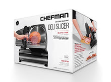 Load image into Gallery viewer, Chefman Die-Cast Electric Deli &amp; Food Slicer Cuts Meat, Cheese, Bread, Fruit &amp; Vegetables Adjustable Slice Thickness, Stainless Steel Blade, Safe Non-Slip Feet, For Home Use, Easy To Clean, Black
