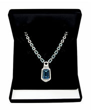 Load image into Gallery viewer, RB Gems Sterling Silver 925 Statement Pendant Necklace Genuine Gemstone 24 mm with Rhodium-Plated Finish (London-Blue-Topaz)
