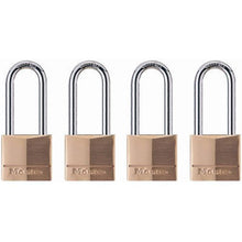 Load image into Gallery viewer, Master Lock 140QLH Solid Lock, 4 Pack, Brass, Silver, 4 Padlock
