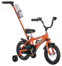 Load image into Gallery viewer, Schwinn Grit Steerable Kids Bikes,12-Inch Wheels, Quick-Adjust Seat,Training Wheels, Push Handle for Easy Steering, Orange/Black
