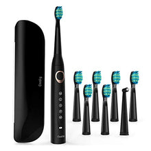 Load image into Gallery viewer, Electric Toothbrush - Dentist Recommended Smart Sonic Toothbrush with 5 Modes, 8 Dupont Brush Heads &amp; Travel Case Included, USB Fast Charging, Black
