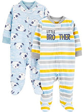 Load image into Gallery viewer, Simple Joys by Carter's Baby Boys' Fleece Footed Sleep and Play, Pack of 2, Light Blue/Yellow, Dogs, Newborn
