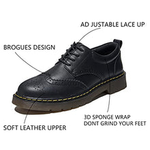 Load image into Gallery viewer, Women's Oxford Shoes Flat Brogues Dress Shoes Wingtip Perforated Lace Up Low Heel Casual Work Office Dressy Business Shoes Black US 8
