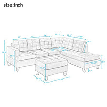 Load image into Gallery viewer, Sectional Sofa with Chaise Lounge and Ottoman 3-Seat Sofas Couch Set for Living Room (Gray)
