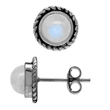 Load image into Gallery viewer, Silvershake 6mm Natural Round Shape Moonstone 925 Sterling Silver Rope Stud Earrings
