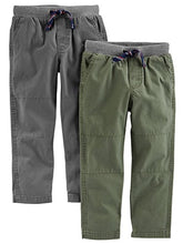 Load image into Gallery viewer, Simple Joys by Carter's Toddler Boys' Pull-On Pant, Pack of 2, Green/Grey, 4T
