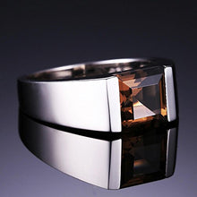 Load image into Gallery viewer, Jewelrypalace Men's Square 2.2ct Genuine Smoky Quartz Wedding Ring 925 Sterling Silver Size 10
