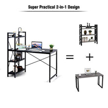 Load image into Gallery viewer, Tangkula Tower Computer Desk with 4 Tier Shelves, Study Writing Table with Storage Bookshelves, Modern Compact Home Office Workstation, 47.5" Tower PC with Steel Frame &amp; Adjustabe Feet Pad
