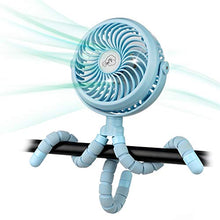 Load image into Gallery viewer, Amacool Battery Operated Stroller Fan Flexible Tripod Clip On Fan with 3 Speeds and Rotatable Handheld Personal Fan for Car Seat Crib Bike Treadmill (Blue)

