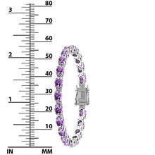 Load image into Gallery viewer, Solid Sterling Silver 6x4mm Oval Cut 7 CTW Natural Ourple Amethyst Brilliant Sparkle Tennis Bracelet for Women, Box Chain with Safety
