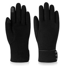 Load image into Gallery viewer, Womens Winter Warm Gloves, Touchscreen Texting Fleece Lined Windproof Driving Gloves Hand Warmer By Alepo (Black&amp;Burgundy-L)
