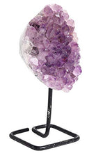 Load image into Gallery viewer, JIC Gem Natural Deep Purple Amethyst Crystal Cluster on Metal Stand Small Healing Crystals Stone Home Office Decor
