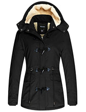 Load image into Gallery viewer, Wantdo Women's Warm Thickened Parka Jacket with Removable Hood Black, S

