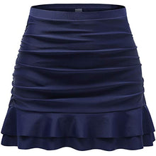 Load image into Gallery viewer, Tournesol Plus Size Women's Bathing Suit Bottoms Tummy Control Swim Tankini Skirt Ruffle Swimsuit Swimwear Shorts Navy Blue
