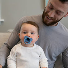 Load image into Gallery viewer, Dr. Brown’s HappyPaci 100% Silicone Pacifier 0-6m, BPA Free, White, Blue, Light Blue 3-Pack
