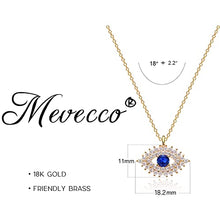 Load image into Gallery viewer, MEVECCO Gold Dainty Evil Eye Necklace for Women 18K Gold Plated Cute Delicate Solitaire Cubic Zirconia Boho Protection Evil Eye Minimalist Simple Necklace Gift
