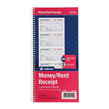 Load image into Gallery viewer, Adams Money and Rent Receipt Book, 2-Part Carbonless, 5-1/4" x 11", Spiral Bound, 200 Sets per Book, 4 Receipts per Page (SC1152)
