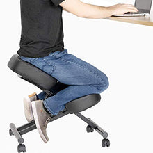 Load image into Gallery viewer, DRAGONN (by VIVO) Ergonomic Kneeling Chair, Adjustable Stool for Home and Office - Improve Your Posture with an Angled Seat - Thick Comfortable Cushions, Black (DN-CH-K01B)
