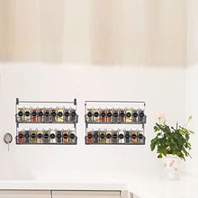 Load image into Gallery viewer, SWOMMOLY 4 Tier Wall Mount Spice Rack Organizer with 36 Spice Jars, 396 Spice Labels, Chalk Marker and Funnel Complete Set. Stackable Foldable Hanging Spice Shelf Storage Racks.
