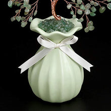 Load image into Gallery viewer, CrystalTears Green Aventurine Crystal Money Tree Feng Shui Crystal Bonsai Tree Sculpture Figurine Natural Gemstone Tree Ornament with Green Ceramic Vase for Hme Decoration Wealth Healing Gift
