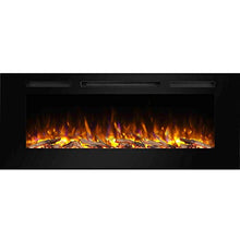 Load image into Gallery viewer, PuraFlame Alice 50 Inches Recessed Electric Fireplace, Wall Mounted for 2 X 6 Stud, Log Set &amp; Crystal, 1500W Heater, Black
