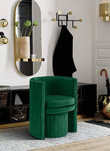 Load image into Gallery viewer, Meridian Furniture Selena Collection Modern | Contemporary Velvet Upholstered Accent Chair and Ottoman Set with Deep Channel Tufting, 25" W x 22.5" D x 30" H, Green
