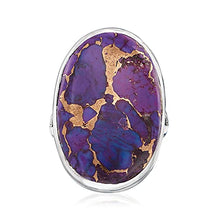 Load image into Gallery viewer, Ross-Simons Oval Purple Turquoise Ring in Sterling Silver. Size 9
