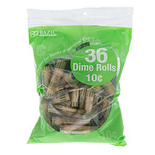 Load image into Gallery viewer, BAZIC Coin Wrappers Rolls - Dime, Made in USA, Durable Preformed Wrappers Roll Paper Coins Tubes (36/Pack), 1-Pack
