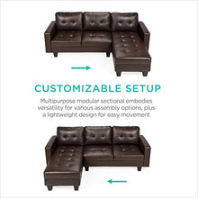 Load image into Gallery viewer, Best Choice Products 3-Seat L-Shape Tufted Faux Leather Sectional Sofa Couch Set w/Chaise Lounge, Ottoman Bench - Brown

