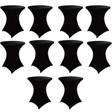 Load image into Gallery viewer, HAORUI 10pcs Stretch Cocktail Tablecloth 30" Spandex DJ Table Cover for Craft Exhibitions Wedding Party Show (30” Black)

