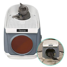 Load image into Gallery viewer, DADYPET Cat Litter Box, Hooded Kitty Litter Box Two-Door Top-Entry Front-Entry Self Cleaning Large Covered Litter Pan with Lid Scoop Gray
