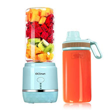 Load image into Gallery viewer, iOCSmart Portable Personal Size Blender, USB Rechargeable Mini Juicer Blender for Fruits Smoothie Shakes Baby Food with 2 Juicer Cup Glass, 4000mAh High Capacity Batteries (Blue)
