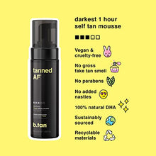 Load image into Gallery viewer, b.tan Self Tanner Mousse - Pasty to Tasty - Darker, Mega Hydrating Self Tanning Treatment, Juiced Up With Niacinamide + Peptides For Luscious, Bronzed &amp; Delicious Lookin' Skin, Clean Fake Tan, 200ml
