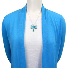 Load image into Gallery viewer, Dragonfly Turquoise Necklace Pendant in 925 Sterling Silver &amp; Genuine Turquoise (20" Length)
