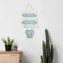 Load image into Gallery viewer, Wooden Wall Decorative Sign Wood Plaque Sign Wooden Beach Plaque Door Wall Plaque Decor Hanging Wall Sign Hanging Wood Wall Decoration-HAPPINESS IS BAREFOOT ON THE BEACH 17" x 8" (Light Blue)
