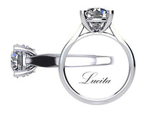 Load image into Gallery viewer, NANA Silver 6.5mm (1ct) Round Cut Zirconia Lucita Solitaire Engagement Ring-Platinum Plated-Size 7

