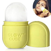 Load image into Gallery viewer, Glow Cube Ice Roller For Face Eyes and Neck To Brighten Skin &amp; Enhance Your Natural Glow/Reusable Facial Treatment to Tighten &amp; Tone Skin &amp; De-Puff The Eye Area (Yellow)
