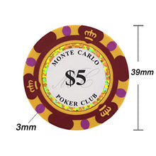 Load image into Gallery viewer, Clay Poker Chips 14 Gram Monte Carlo-Pack of 50 Chips ($10 DarkBlue)
