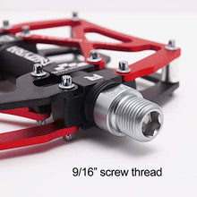 Load image into Gallery viewer, MZYRH Mountain Bike Pedals, Ultra Strong Colorful CNC Machined 9/16" Cycling Sealed 3 Bearing Pedals(Red 3 Bearings)
