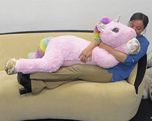 Load image into Gallery viewer, Goffa Jumbo Pink Unicorn Plush, Reversible Sequins, 51?
