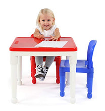 Load image into Gallery viewer, Humble Crew, White/Blue/Red Kids 2-in-1 Plastic Building Blocks-Compatible Activity Table, 20X20X17 H
