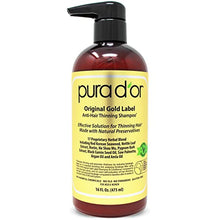 Load image into Gallery viewer, PURA D'OR Original Gold Label Anti-Thinning Biotin Shampoo (16oz) w/ Argan Oil, Nettle Extract, Saw Palmetto, Red Seaweed, 17+ DHT Herbal Actives, No Sulfates, Natural Preservatives, For Men &amp; Women
