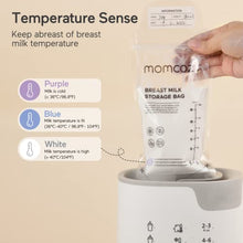 Load image into Gallery viewer, Momcozy Breastmilk Storing Bags with Temp-Sensing 120pcs &amp; Double Wearable Breast Pump, 24mm Grey
