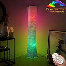 Load image into Gallery viewer, 61" Soft Light Floor Lamp,LEONC RGB Color Changing LED Tyvek Fabric Shade Modern Floor Lamp with Fabric Shade &amp; 2 Smart LED Bulbs for Livingroom Bedroom Warm Atmosphere Tyvek Dupont 10 x 10 x 61 inch…
