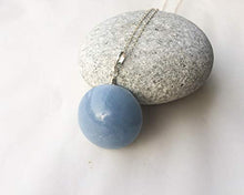 Load image into Gallery viewer, Natural Celestite/Angelite sterling silver handmade pendant
